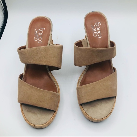 Franco Sarto‎ women’s tan suede wedge cork slip on 10M - Picture 10 of 12
